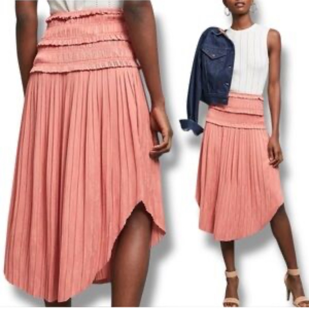 Current Air Dusty Rose Pleated High-Low Skirt